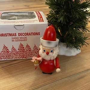 Vintage Rare Steinbach Wooden Santa Clause Ornament made in Germany with Box